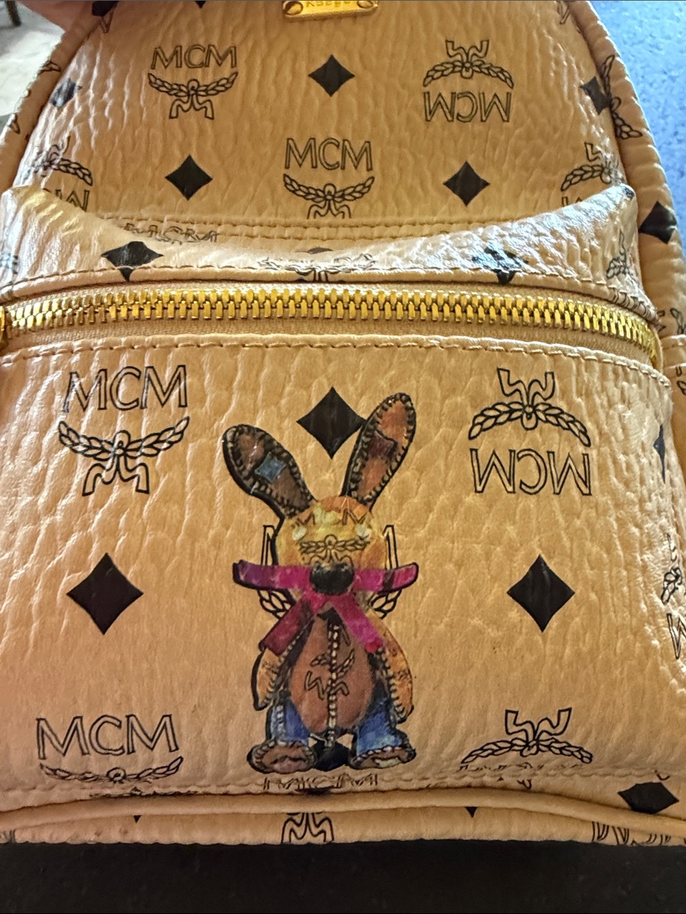 MCM Pink Logo Mini Backpack with Black Print - Picture 6 of 6